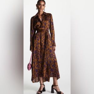 COS Belted Printed Midi Shirt Dress - Size US 8